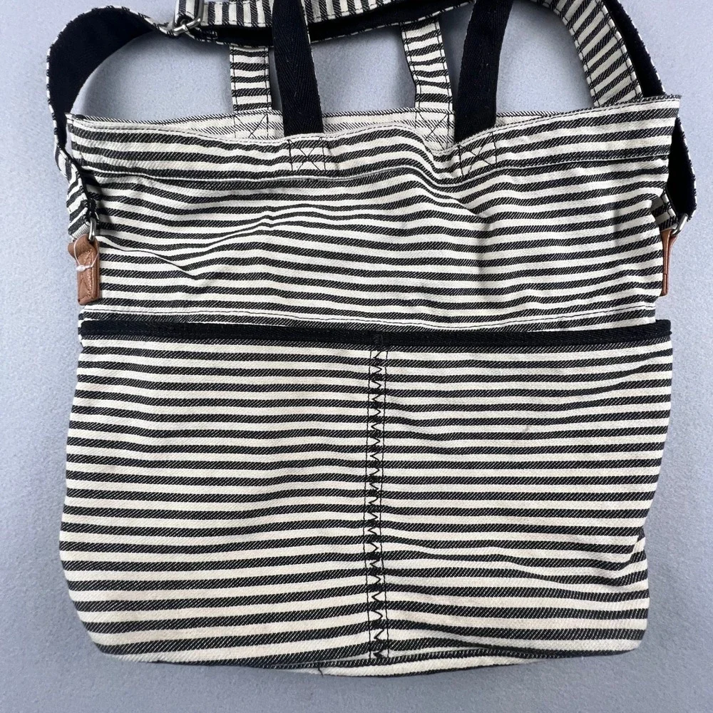 Thirty-One Retro Metro Crossbody Bag Striped Canvas Tote Summer Sailor